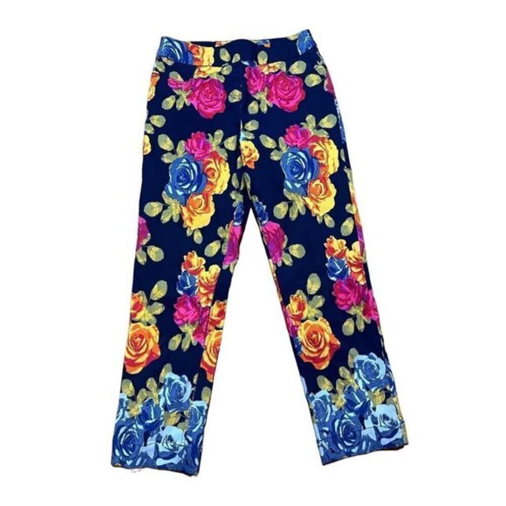 Soft Surroundings Super Stretch Capri‎ PullOn Pants XS Bright Floral pattern